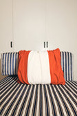 Designer cushion, one of one in repurposed French and Italian textiles, Tote Cushion No. 1 by Cillie